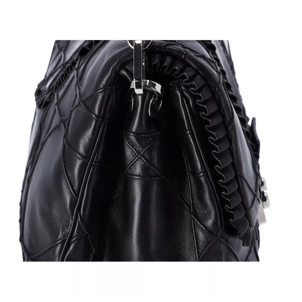 Christian Dior Black Lambskin Leather New Lock Ruffle Flap Shoulder Bag Ruffle - Picture 9 of 15
